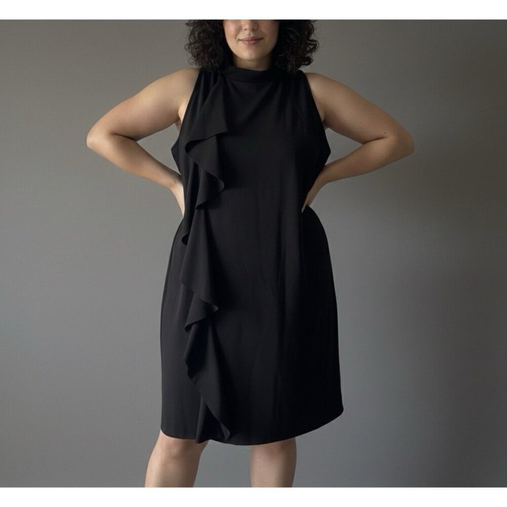 Ashley Stewart Women’s Black Cascade Dress PLUS SIZE 34/36 Holiday‎ Office NWT